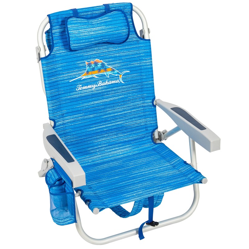 2-Pack Tommy Bahama Beach Chair Lay Flat, Reclining, Adjustable, Storage, NEW