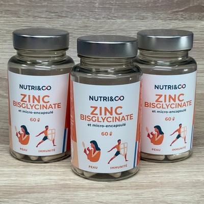 NUTRI&CO Zinc bisglycinate haute absorption PEAU IMMUNITE Lot 3X60 gél – 04/27