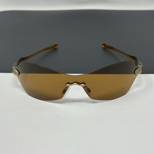 Oakley Dartboard Sunglasses Rimless Shield Brown Scratches Oakley Dartboard Sunglasses Rimless Shield Brown Scratches