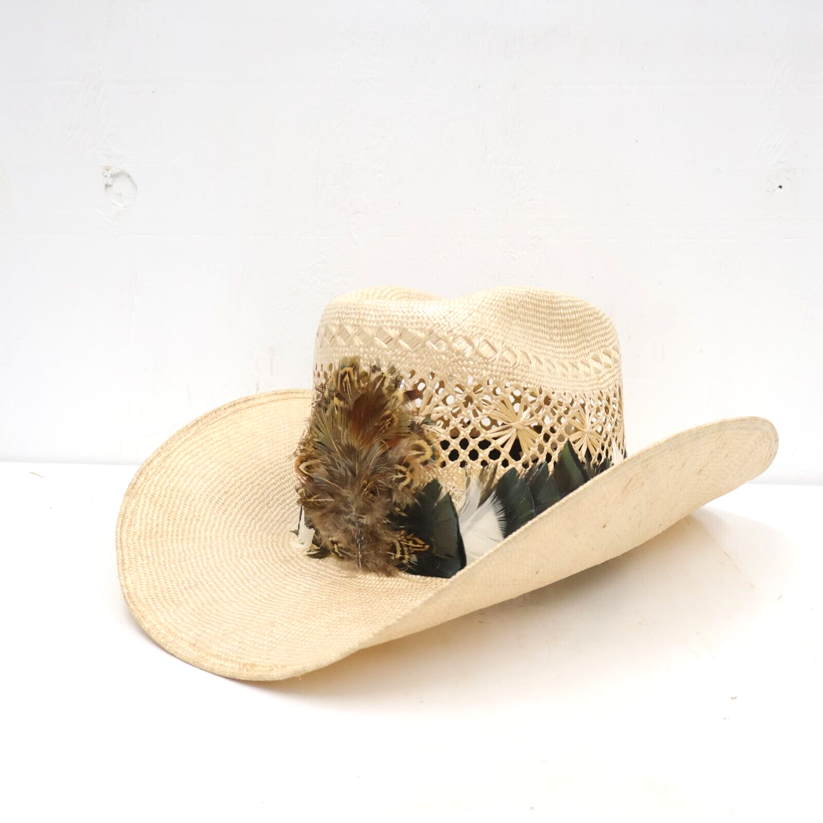 Vintage Stetson Hat Mens 7 1/8 Roadrunner Straw Cowboy Hat Vintage Stetson Hat Mens 7 1/8 Roadrunner Straw Cowboy Hat