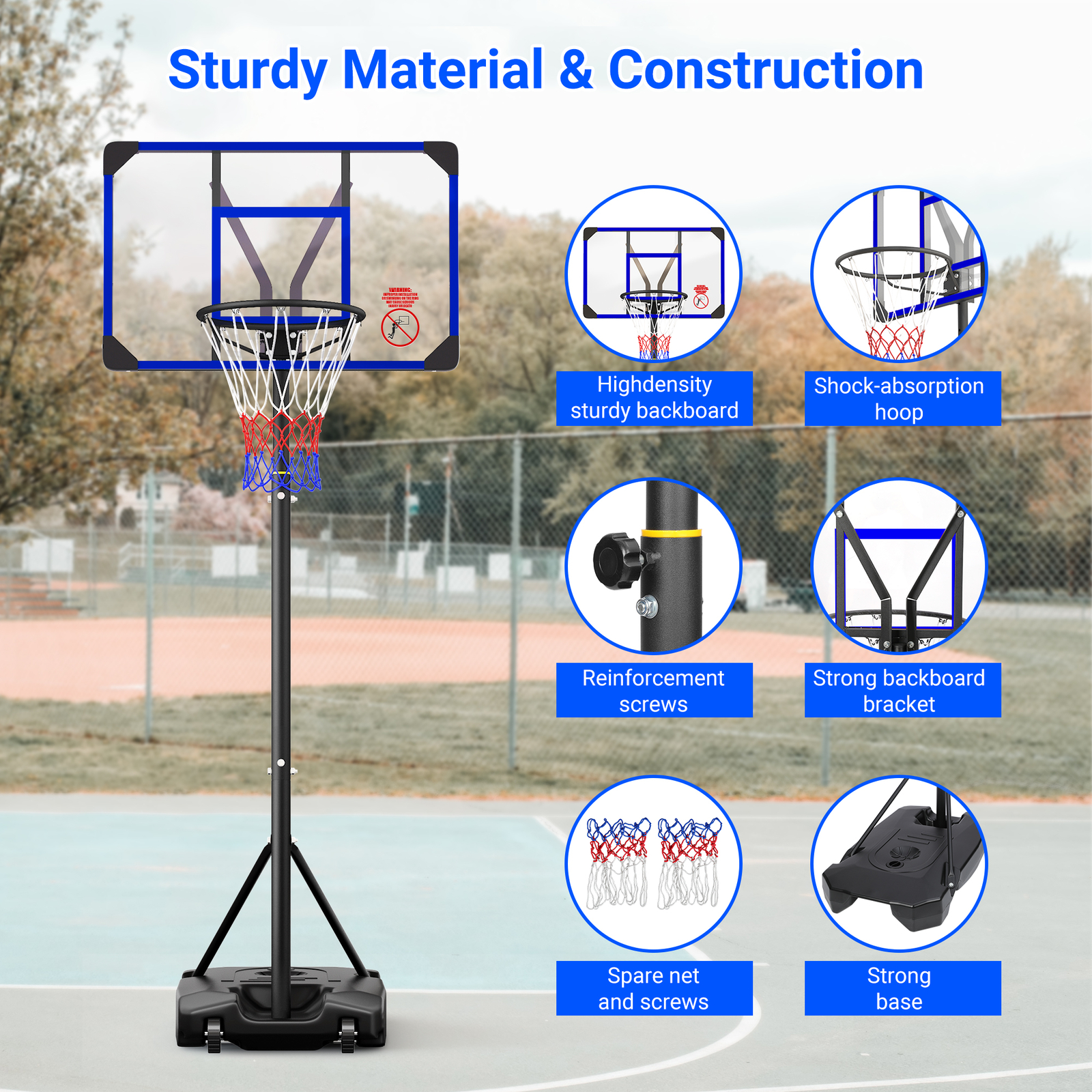 Portable Basketball Hoop 4.76-10ft Height Adjustable for Adults Gift for Kid