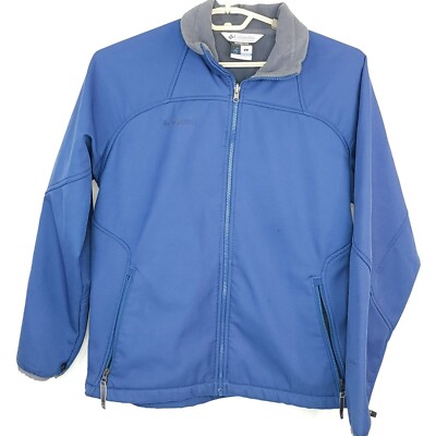 Columbia Men's Full Zip Blue Soft Shell Jacket Zippered Pockets Size Large