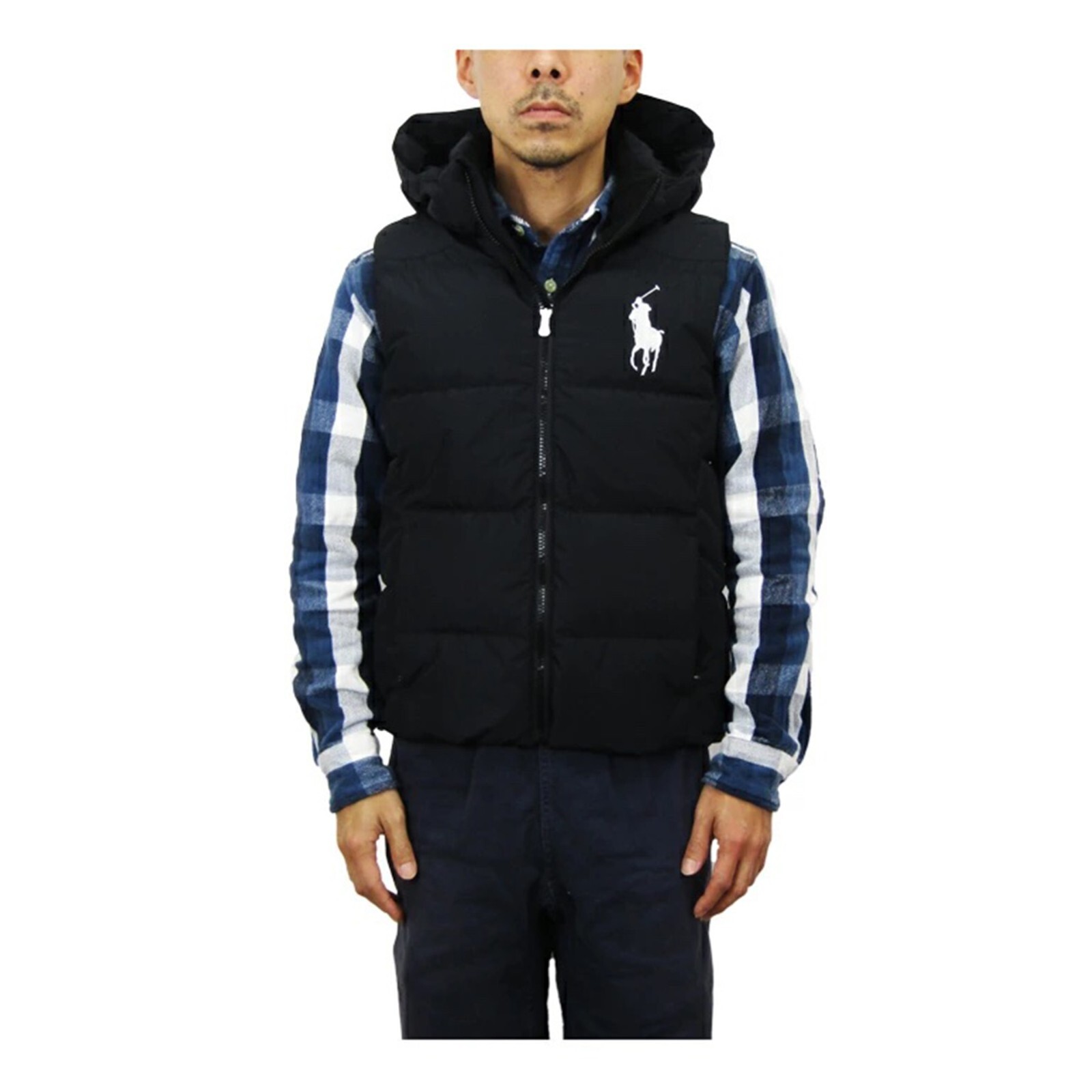 Пуховик Polo Ralph Lauren Boys Big Pony с капюшоном - черный с белым пони