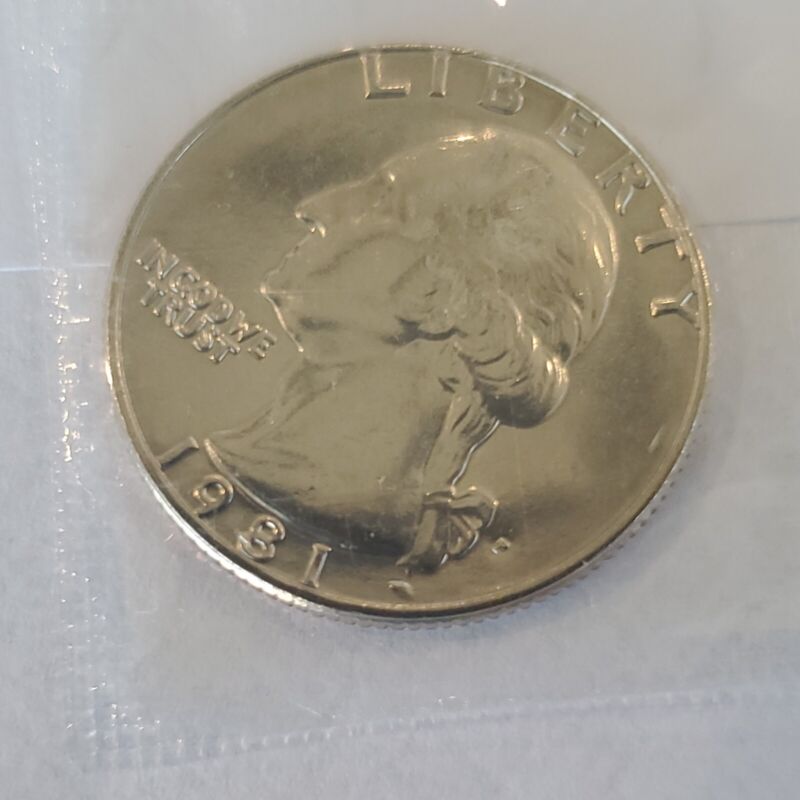 1981 P WASHINGTON QUARTER - US 25 Cent Coin Still in Mint Cello! Uncirculated!