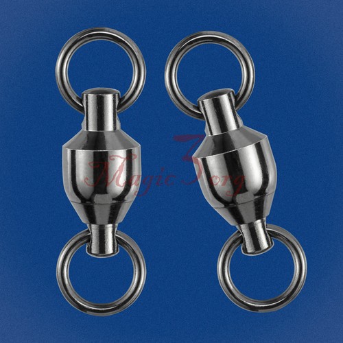 20-100pcs Fishing Swivels Ball Bearing Solid Ring Trolling Black Nickel #0-#8 US