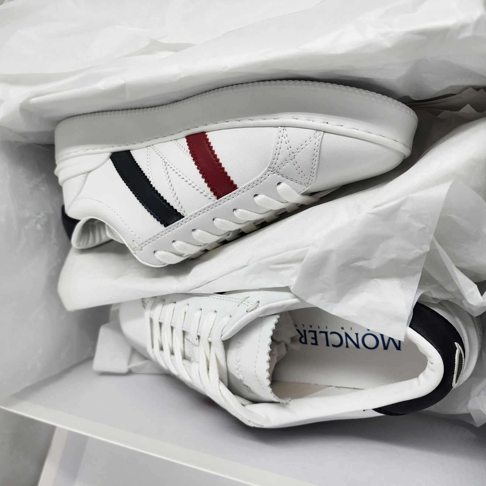 Moncler Monaco Low Top Sneakers Men's 39/6 US White Multi Round Toe Lace Up - Picture 17 of 20
