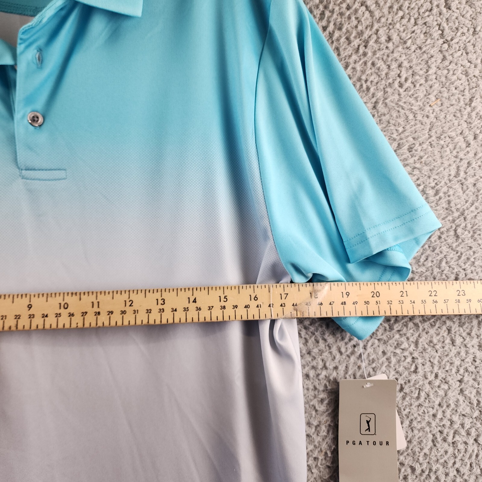 Pga Tour Classic-Fit Performance Ombre Golf Polo Shirt Men's M Blue Curacao - Picture 6 of 15