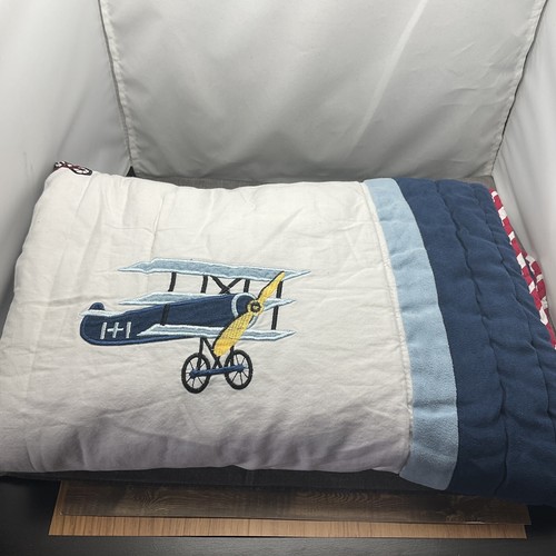 SWEET JOJO DESIGNS NURSERY/CRIB 4-PIECE SET - VINTAGE AIRPLANES - RED/WHITE/BLUE