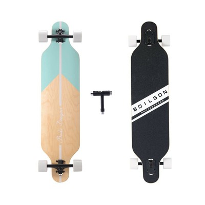 Boilgon 39 inch Drop Through Longboard Skateboard Cruiser with A Carry Bag