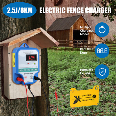 12KV Electric Fence Charger LCD Display AC Energizer for Wire Poultry Netting