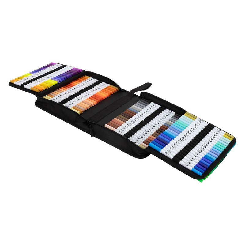 Feutres Coloriage Set 120 Couleurs Ã  Double Fibre Ã  Base D'Eau Marqueurs D'Art