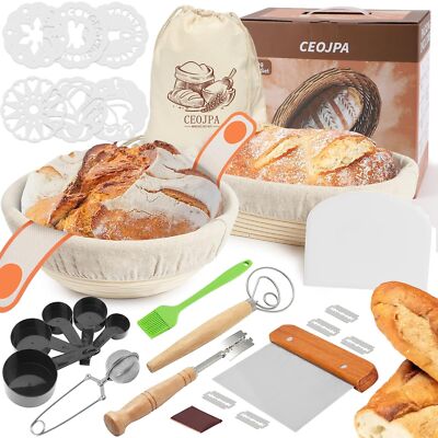 Sourdough Bread Proofing Supplies, Round 9 inch Banneton Bread Proofing Baske...