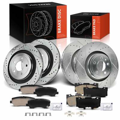 12xFront & Rear Drilled Rotor & Brake Pad for Ford Mustang 2015-2020 EcoBoost GT