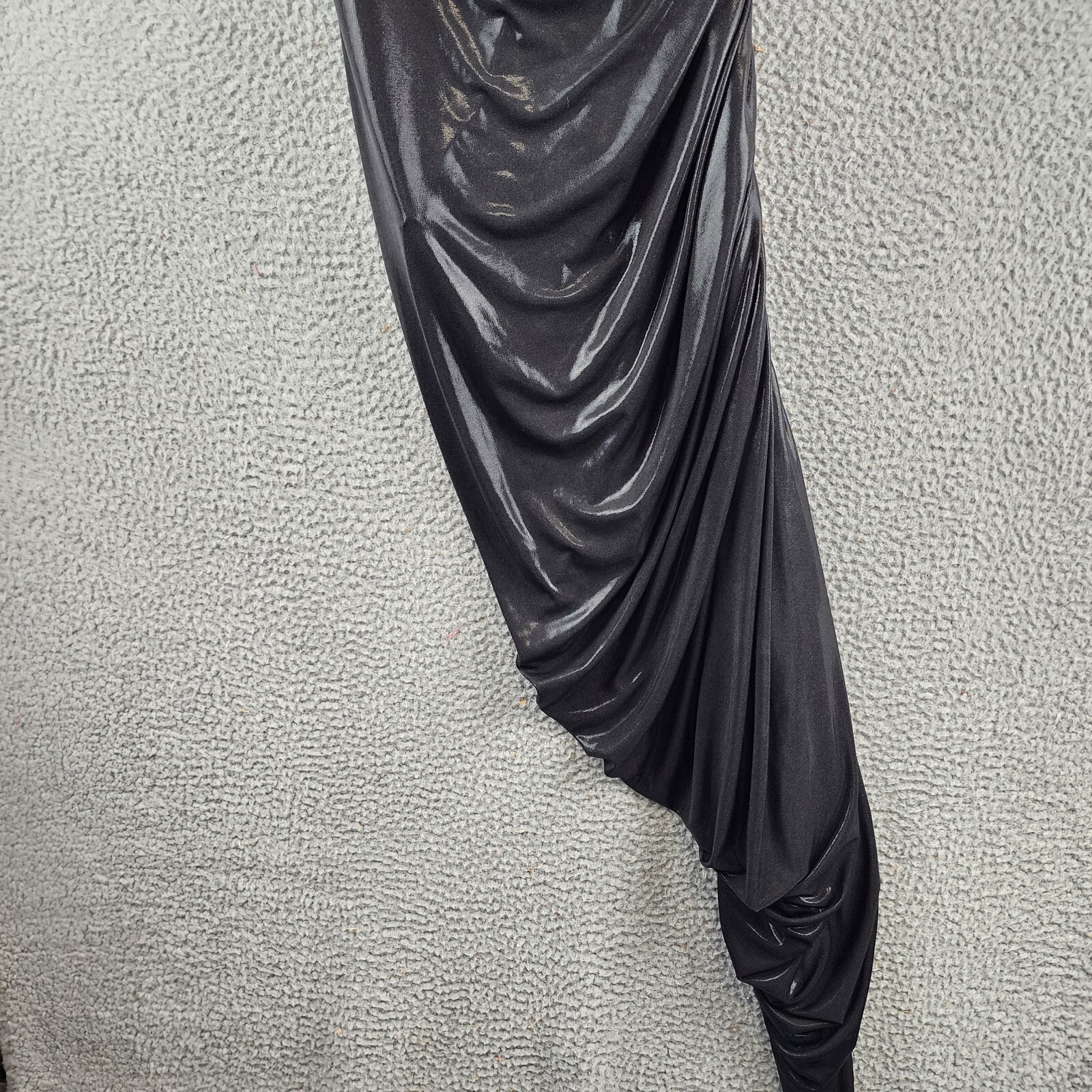 Norma Kamali Diana Shirred Midi Dress Women's L Black Solid Strapless Pull On - Picture 4 of 15