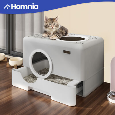 20"x15" Enclosed Cat Litter Box Odorless Toilet Slide Out Anti Spillage w/ Scoop