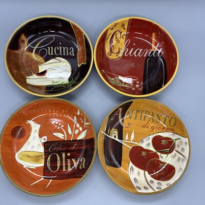 SET OF 4 PIER 1 CUCINA TUSCAN STYLE EARTHENWARE PASTA BOWLS NEW