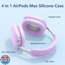 [4 in 1] Silicone Case Cover for AirPods Max USB-C (2024), Anti-Scratch Sweat-Proof Ear Pad Case Cover/Ear Cups Cover/Headband Cover Accessories Silicone Protector for AirPods Max Headphones (Purple)