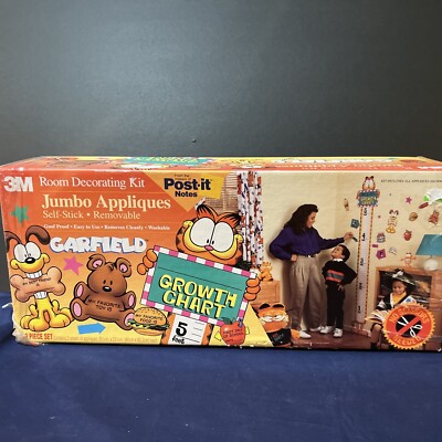 Garfield Growth Chart self stick removable 3M Room Decor Appliques 29 Pieces