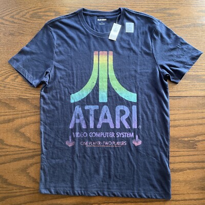 Atari Video Computer System 2600 Adult Small SS T-Shirt Navy Blue Classic NWT