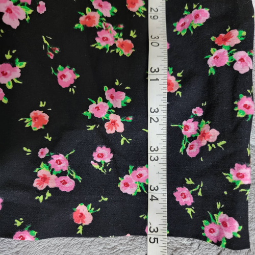 Zara Ankle Length Pencil Skirt Black Floral Print with Slit & Belt sz M