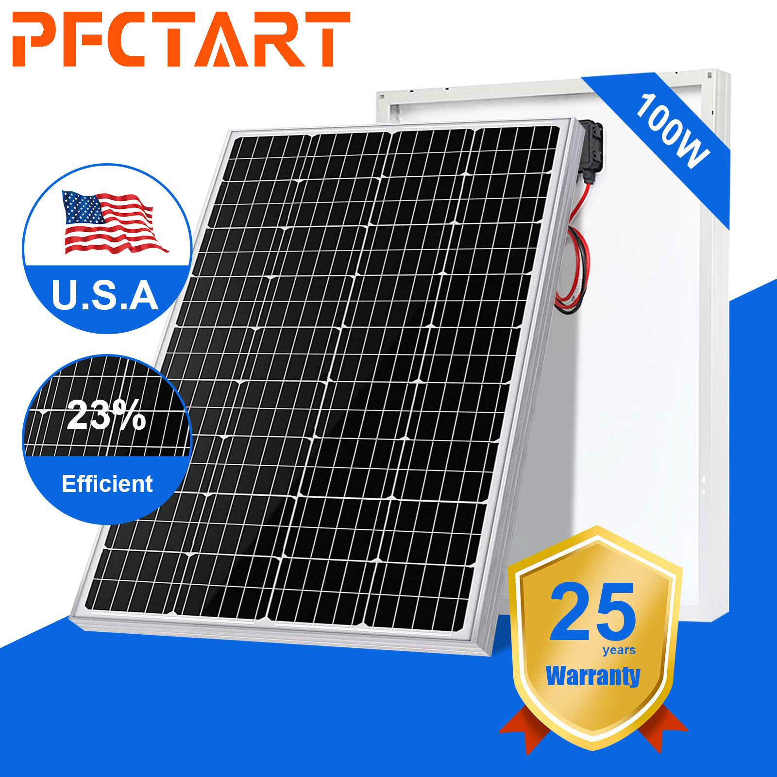 PFCTART 100 Watt 200W 400W 600W Solar Panel for 12V 24V Solar Kit Off Grid