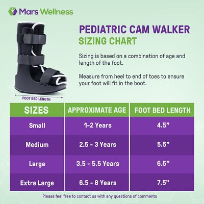 NEW Mars Wellness Premium Pediatric Cam Walker Fracture Ankle Boot
