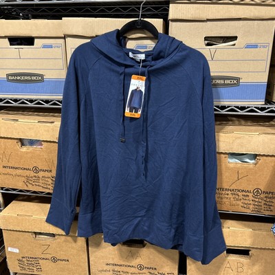 DANSKIN Womens Hooded Sweatshirt Jacket Pockets Blue XXL NWT BC
