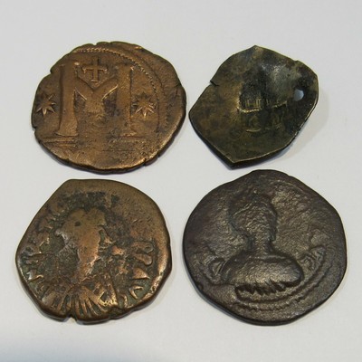 M223 Los 4 Stk Byzantinisches Reich Byzanz Cu Bronze Follis 500nC Dm 28-34mm 45g