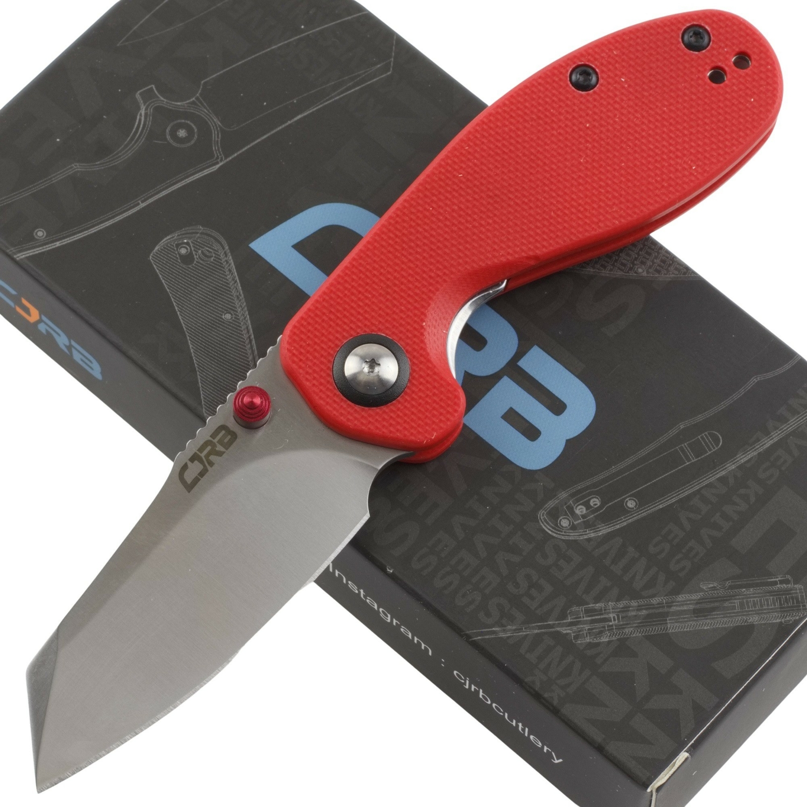 CJRB Maileah Linerlock Folding Knife Red G10 Handle Pocket Clip