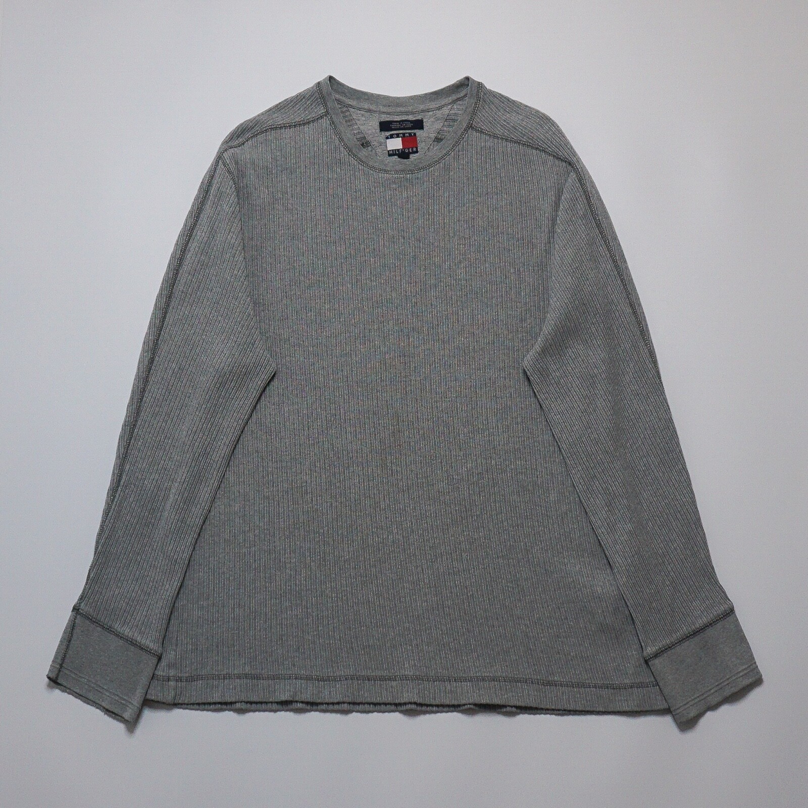Tommy Hilfiger Mens Grey Vintage Long Sleeve Crew Neck Cotton Jumper Size XL