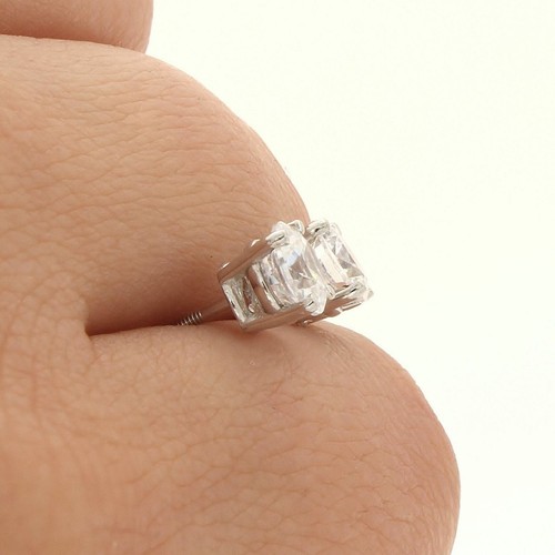 Pre-owned Fancy Special Occasions 2 Ctw Round Earrings Studs Solid 14k White Gold Brilliant Cut Basket Screw Back