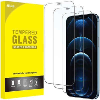JETech Full Coverage Screen Protector for iPhone 12 Pro Max 6.7-Inch, 3-Pack