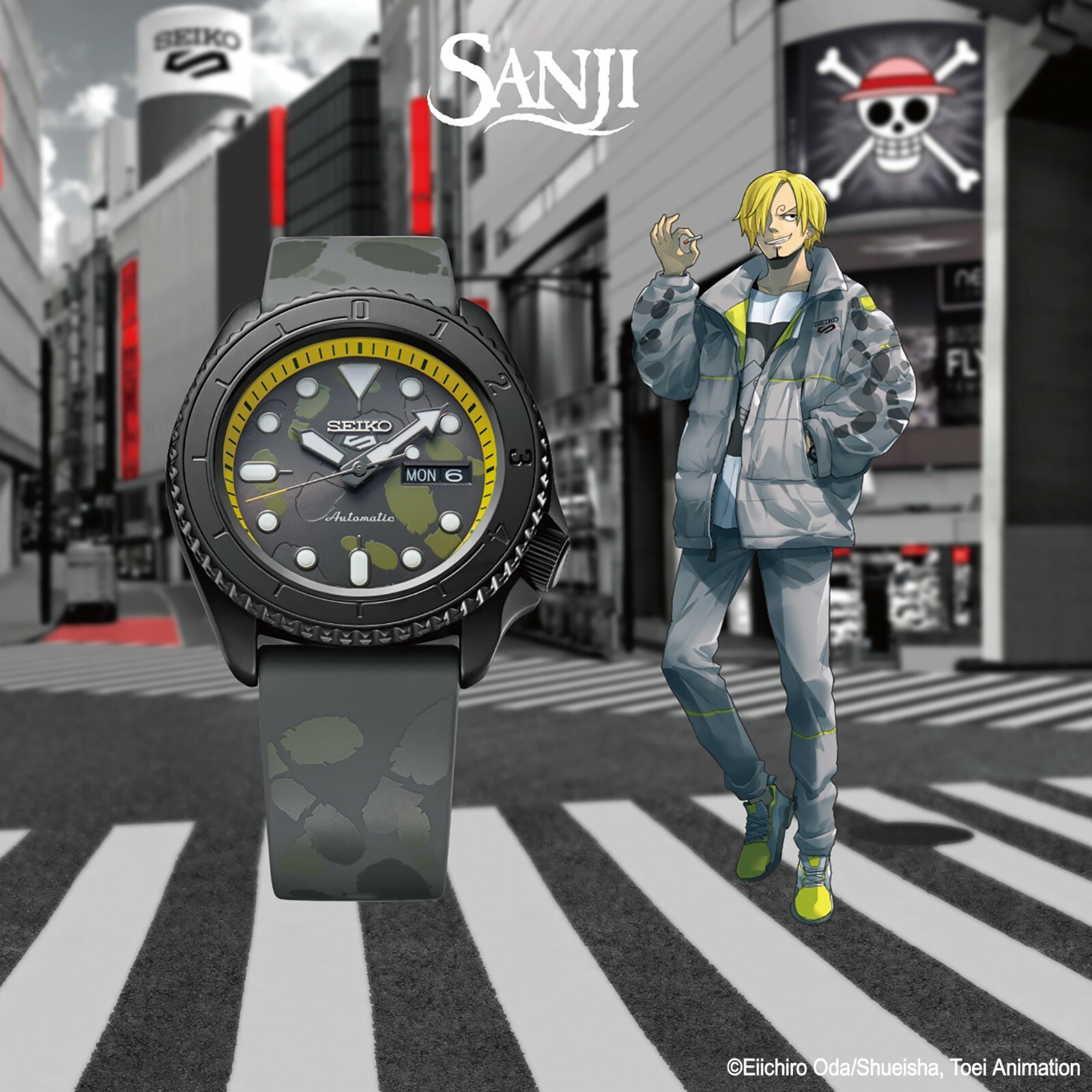 Pre-owned Seiko 5 Sports Srph69 One Piece Vinsmoke Sanji Limited Edition Men's Watch