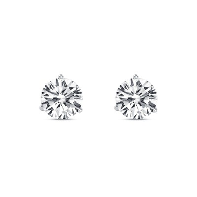 Pre-owned Shine Brite With A Diamond 4 Ct Round Earrings Studs Solid 14k White Gold Brilliant Cut Push Back Martini In White/colorless