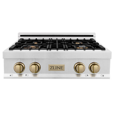 ZLINE 30'' STOVETOP 4 Gas Burner SNOW STAINLESS CHAMPAGNE ACCENT RTSZ-30-CB