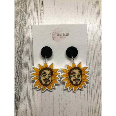 Post Malone Posty Sunflower Earrings NEW 
