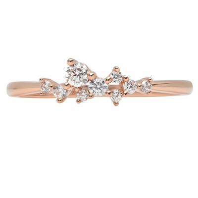 Pre-owned Pucci 0.28ct Round Vvs1 Simulated Diamond Cluster Pyramid Promise Band 14k Rose Gold In White/colorless