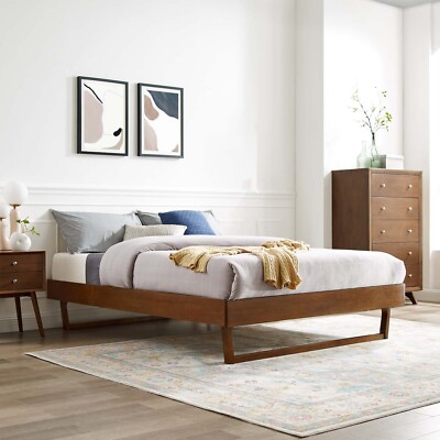 Modway Billie Wood Full Platform Bed Frame in Walnut