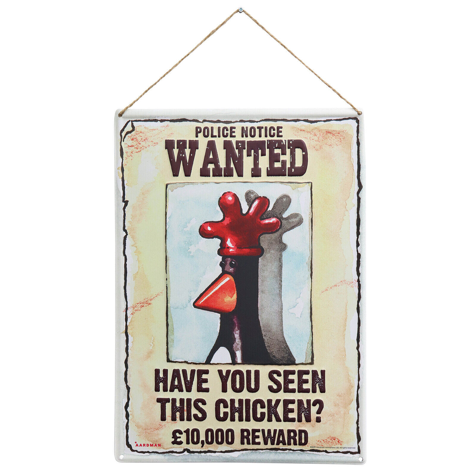 Wallace and Gromit Feathers McGraw Wanted Poster Metal Wall