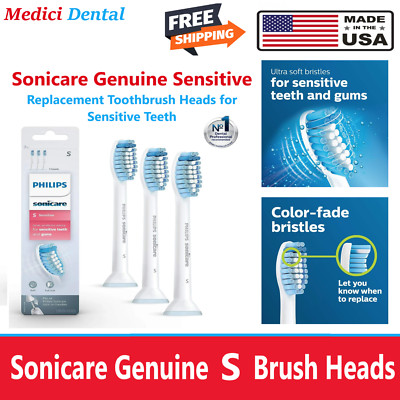 Philips Sonicare Premium ''S'' Sensitive Teeth & Gums Sonic Toothbrush Heads 3/Pk