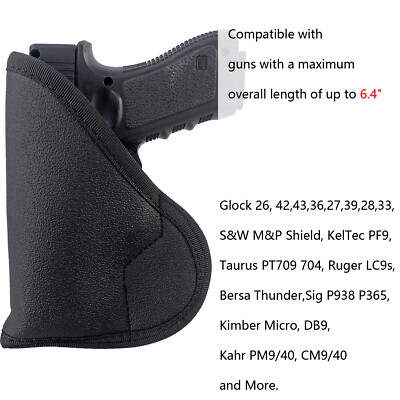 Concealed Carry IWB Gun Holster for Pistols Revolvers Non-Slip Clipless Friction