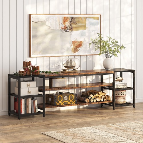 3tier Console Table Media Stand W/ Shelves Home Office Decor