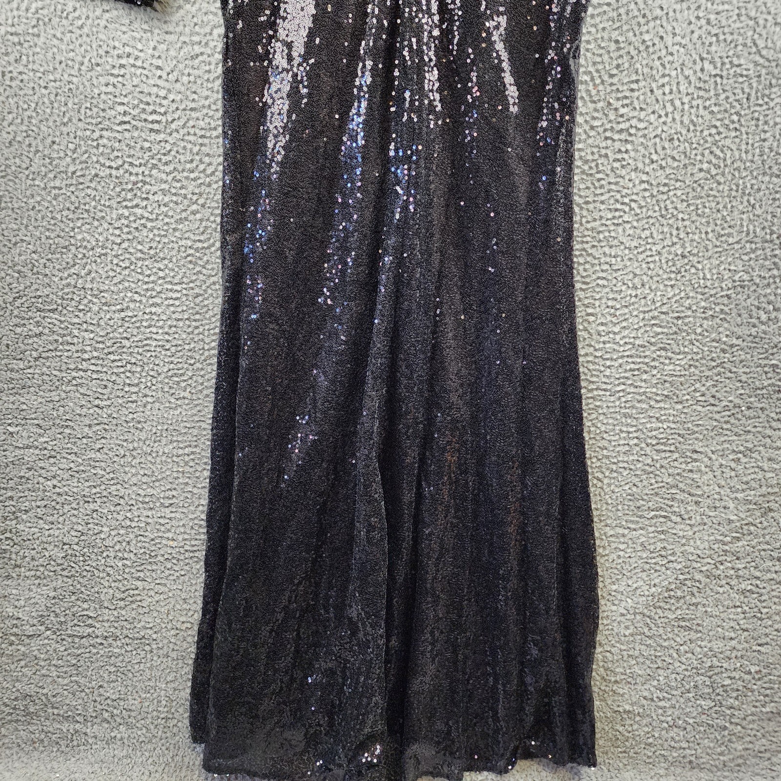 AQUA One Sleeve Sequin Gown Womens 4 Black Round Neck Rosette Detail Zip Closure - Picture 18 of 18