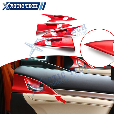 ABS Red Interior Door Handle Overlay Frame Molding For Civic 10th Gen 2016-2021