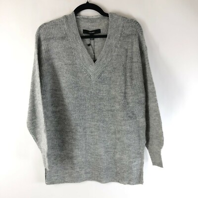 Vero Moda Vilma Sweater V Neck Oversized Wool Alpaca Blend Gray Size S