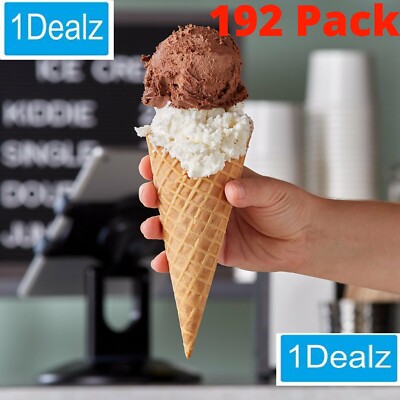 (192 Pack) Bulk Wholesale Joy Large Size Waffle Ice Cream Cones Classic Shape