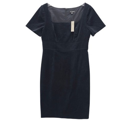 NWT J.CREW Black Squareneck Sheath Dress Stretch Velvet Size 10