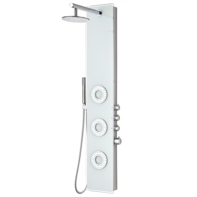 ANZZI Lynx White 58 in. 3-Jet Shower Panel with Heavy Rain White