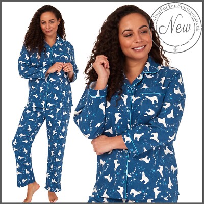 Ladies Flannelette Wincey PJs Pyjama Set Warm Winter Cotton Size 8 to 22! NEW