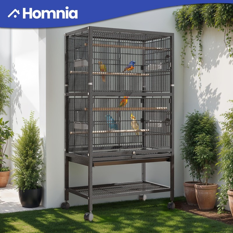 Parrot Metal Bird Cage w/ Wheels Easy Cleaning Parakeet Pigeon